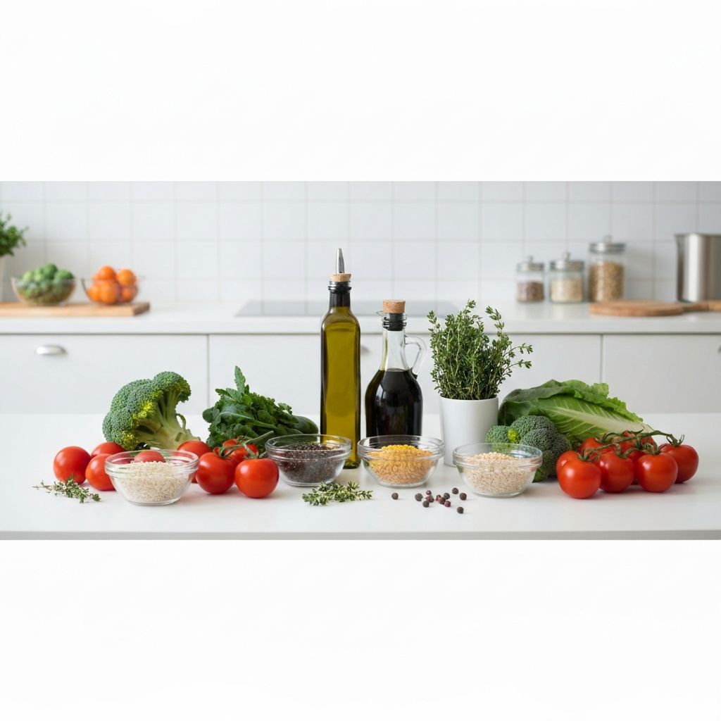 Componentes frescos en la cocina